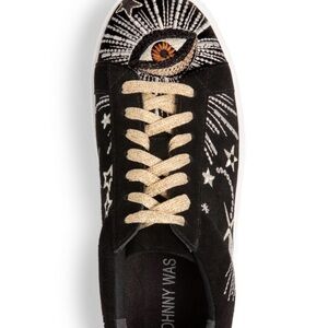 Johnny Was Black and Gold Embroidered Sneakers